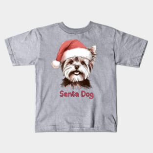 Santa Dog - Yorkshire Terrier Kids T-Shirt